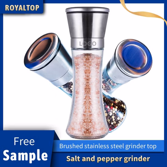 Kitchen Manual Stainless Steel Salt and Pepper Mill Glass Bottle Grinder Spice Grinder