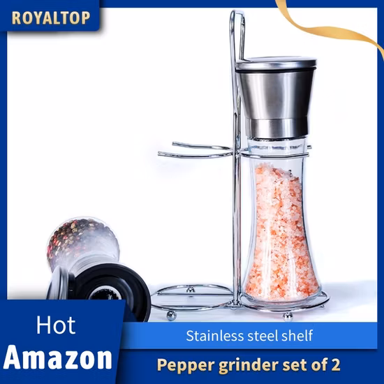 Kitchen Manual Stainless Steel Salt and Pepper Mill Glass Bottle Grinder Spice Grinder